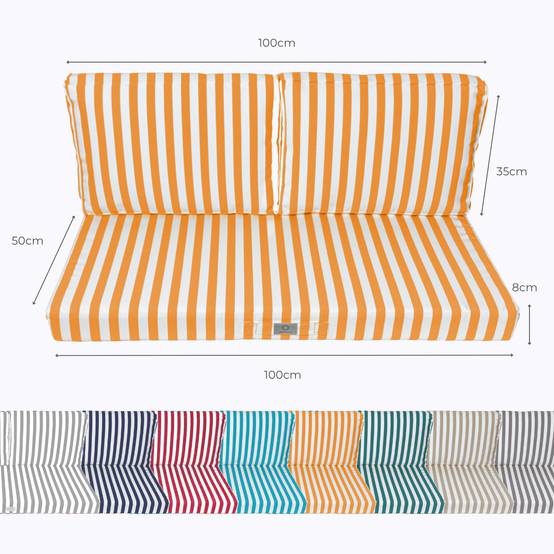 Coussins pour salon de jardin déhoussable 100x50cm Rayure jaunes - Déco arts - Image 5