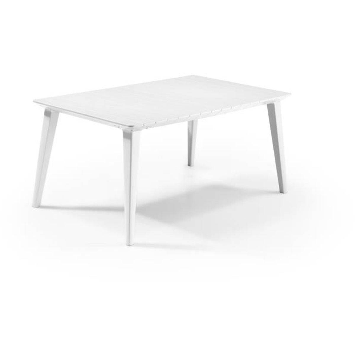 Table de jardin rectangulaire blanche 157 x 98 x 74 cm, résine, assises 6 - ALLIBERT by KETER - Image 1