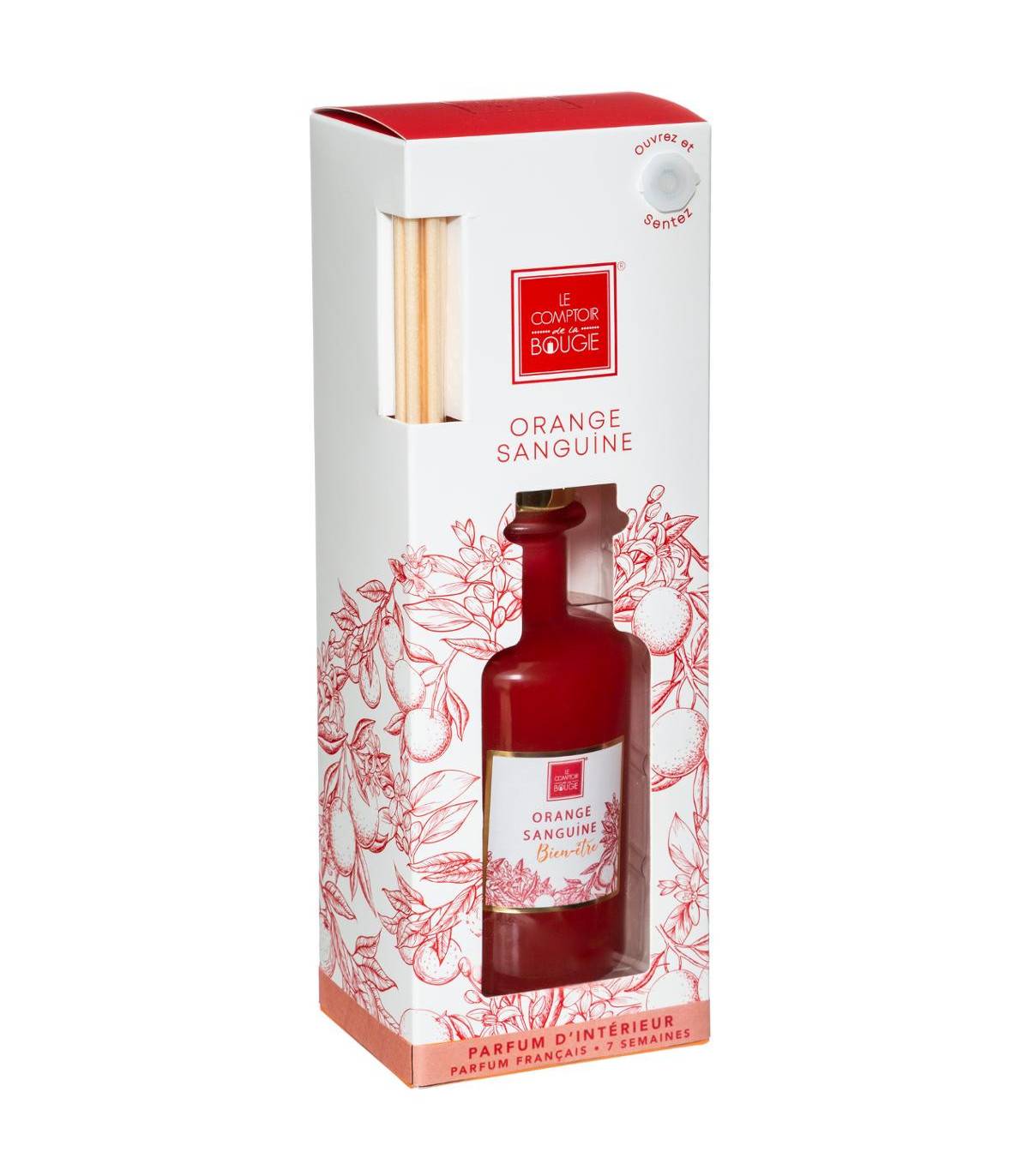 Diffuseur de parfum Orange sanguine 200 ml avec 8 Bâtonnets en rotin - Imagen 2