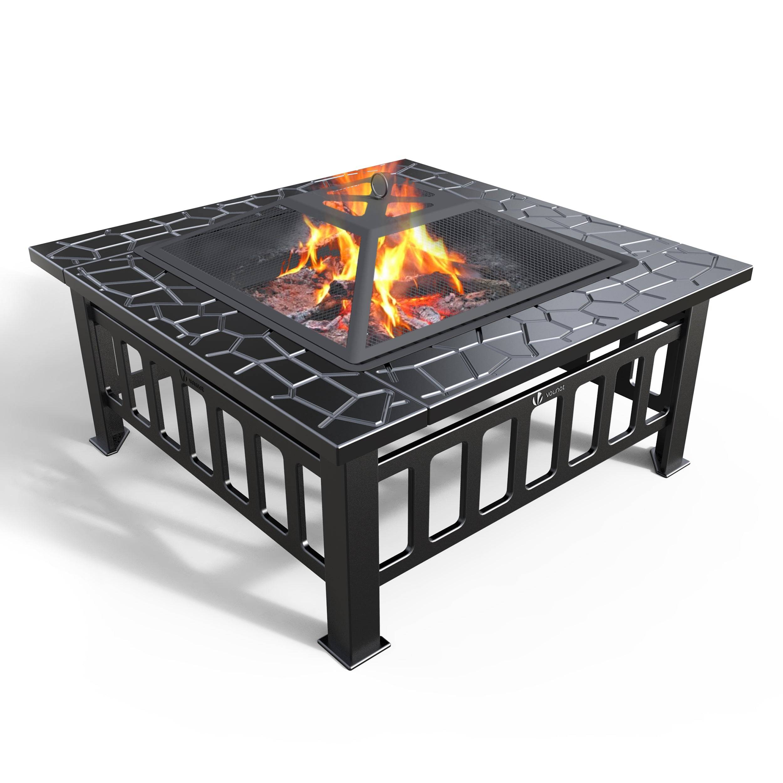 Vounot - Brasero extérieur 3 en 1 avec housse de protection - 81x81x45cm - pour jardin terrasses et balcon - VOUNOT® - Image 1