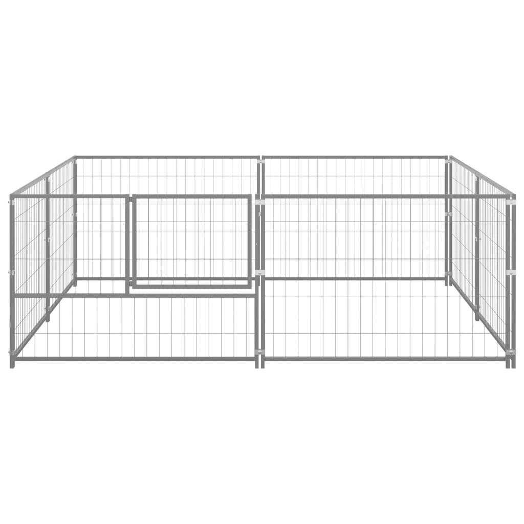 Helloshop26 - Chenil extérieur cage enclos parc animaux chien argenté 4 m² acier - Imagen 4