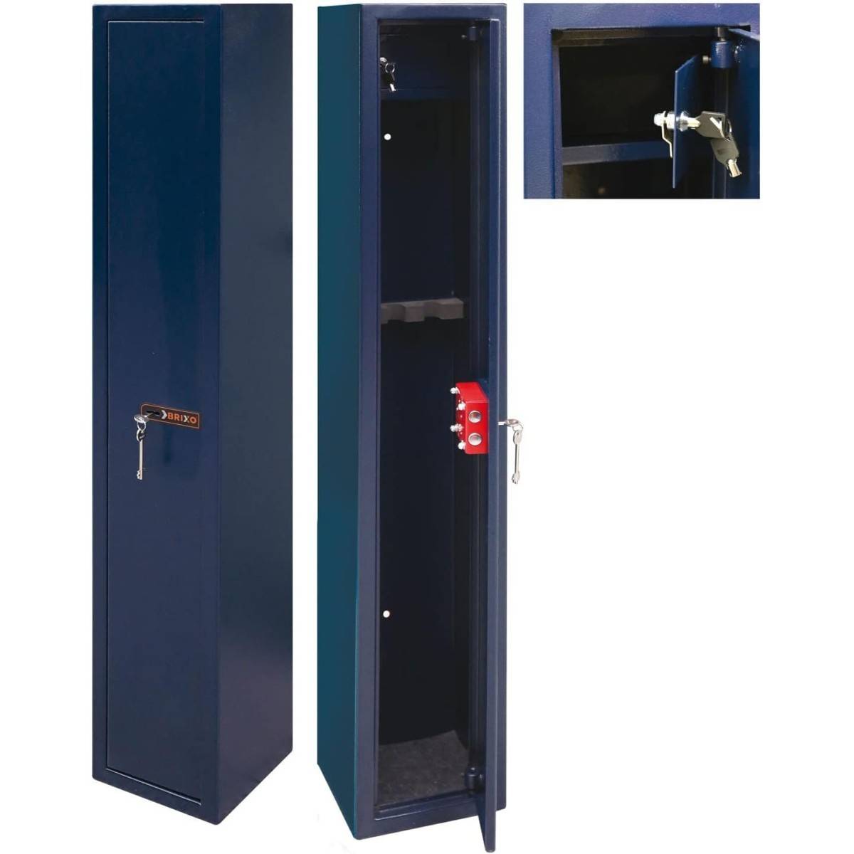 Armoire Coffre fort 3 Fusils avec Coffre Trésor Porte-Fusils Armurerie 24 x 24 x 143 cm BRIXO - Imagen 4