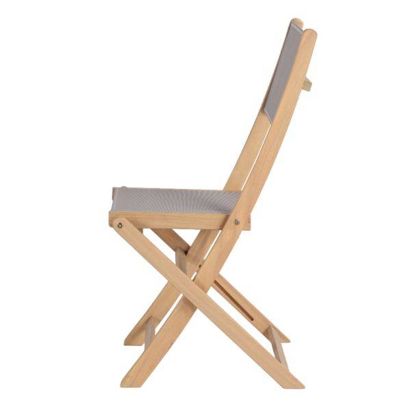 Beau Rivage - Lot de 2 chaises de jardin RIMINI en bois d'acacia FSC et textilène taupe Beau Rivage - Imagen 5