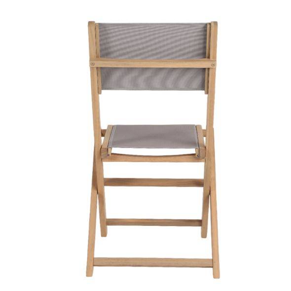 Beau Rivage - Lot de 2 chaises de jardin RIMINI en bois d'acacia FSC et textilène taupe Beau Rivage - Imagen 6
