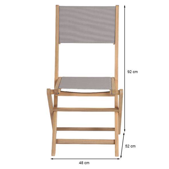 Beau Rivage - Lot de 2 chaises de jardin RIMINI en bois d'acacia FSC et textilène taupe Beau Rivage - Imagen 3