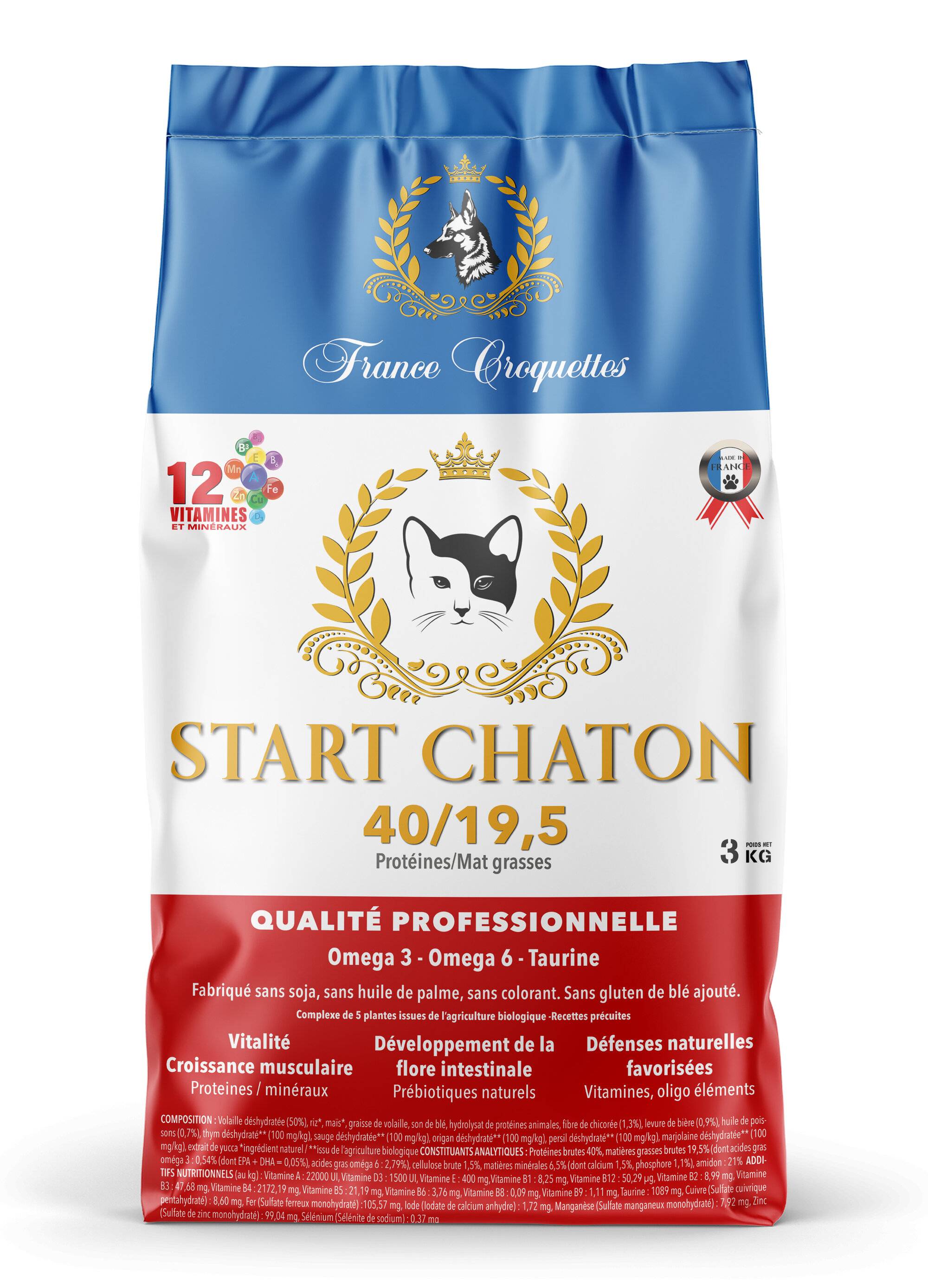 France Croquettes - croquette pour chaton start chaton – 3kg – chaton et chatte en gestation et lactation – france croquettes - Imagen 1