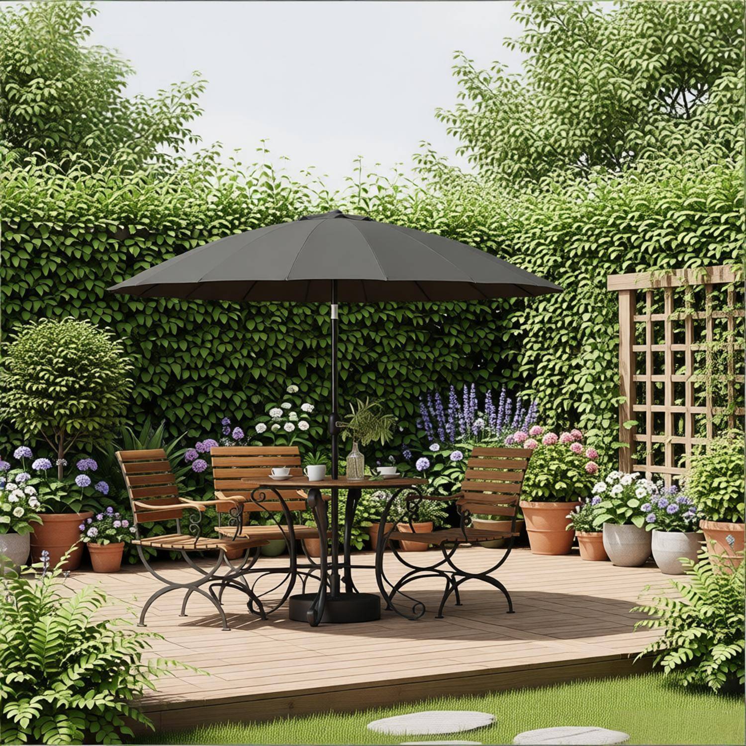 Parasol pour piscine à inclinaison réglable, grand parasol de terrasse, parasol de jardin (socle non inclus, parasol uniquement) - Image 3