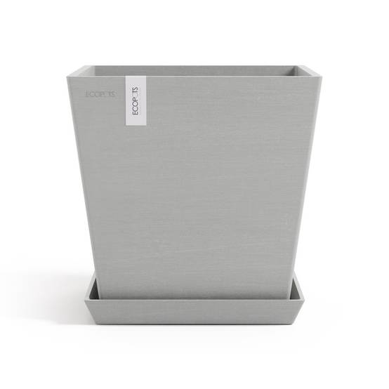 Ecopots - Pot Carré Rotterdam 25 Blanc Gris + réservoir d'eau - 25,2 x 25,2 x H. 24,5 cm - 10,7 L ECOPOTS - Imagen 3