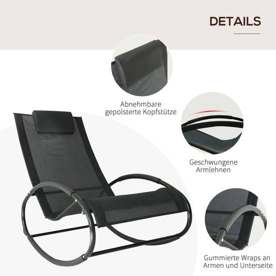 Fauteuil à bascule acier gris 105 x 62 x 88 cm - PANGIVO - Image 8