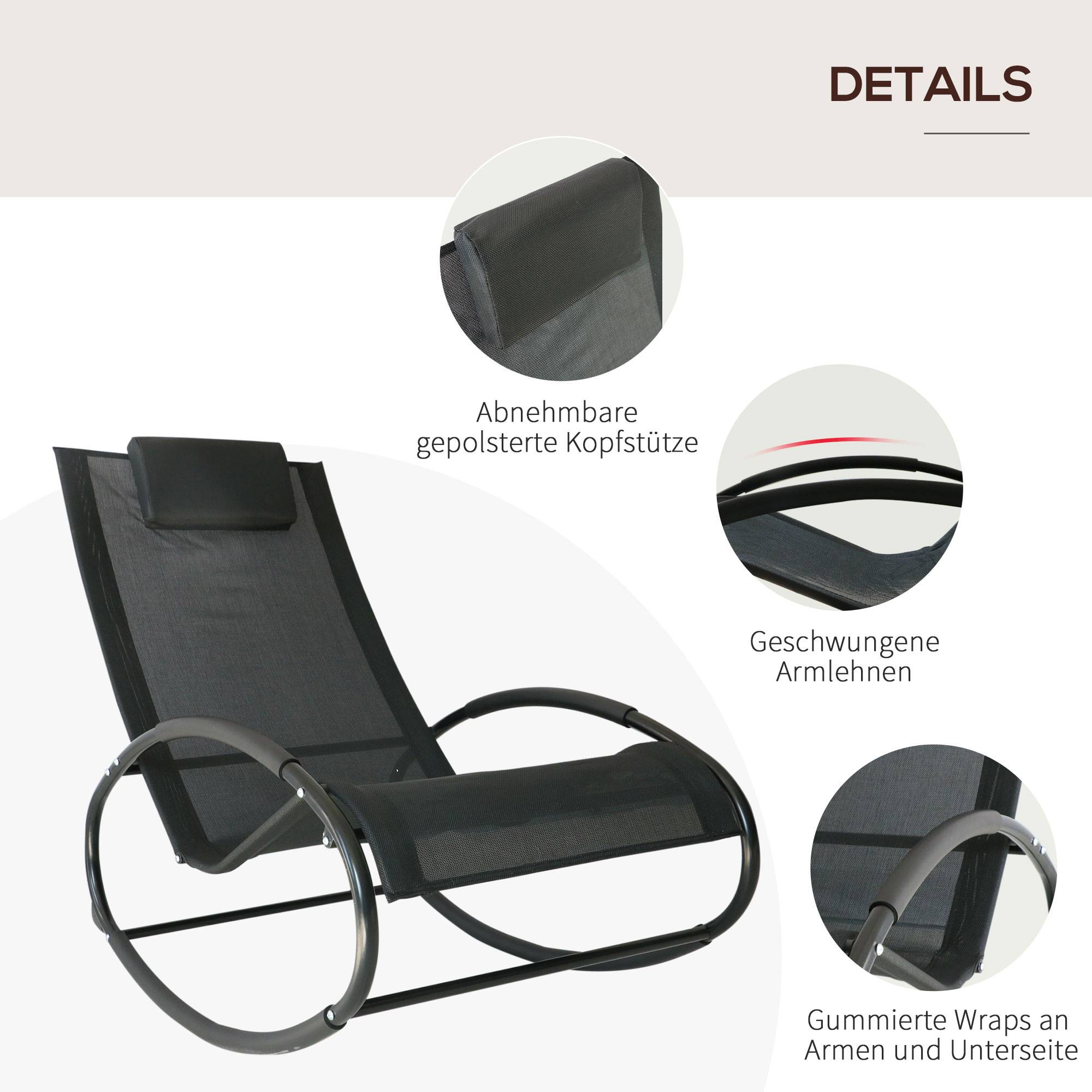 Fauteuil à bascule acier gris 105 x 62 x 88 cm - PANGIVO - Image 8