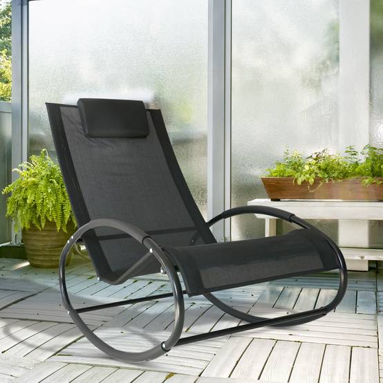Fauteuil à bascule acier gris 105 x 62 x 88 cm - PANGIVO - Image 3