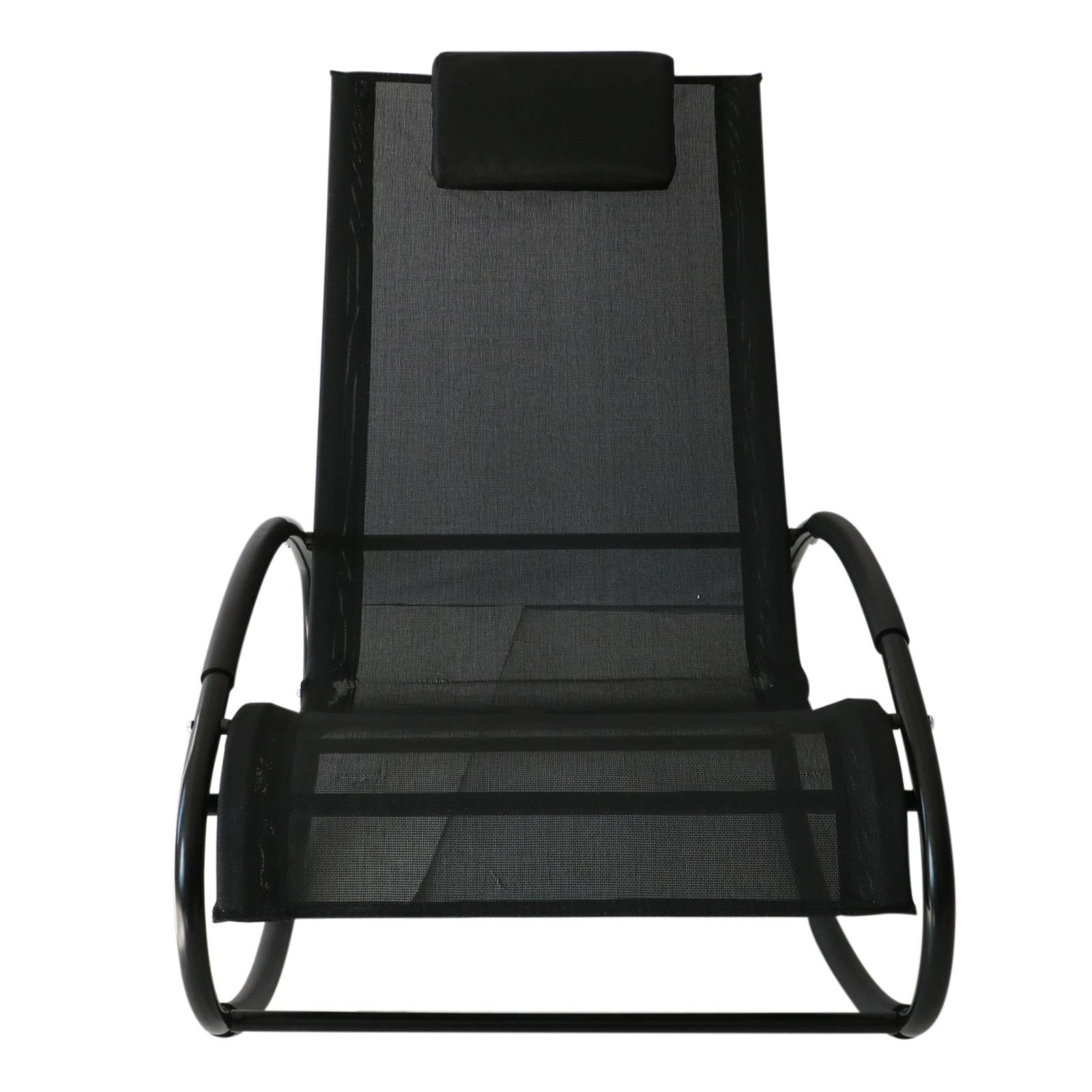 Fauteuil à bascule acier gris 105 x 62 x 88 cm - PANGIVO - Image 2