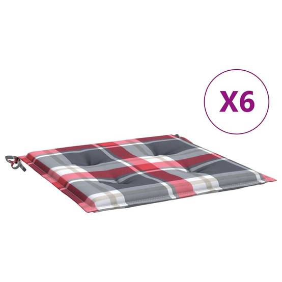 Lot de 6 Coussins de chaise de jardin carreaux rouges 50x50x3cm P143 - Image 1