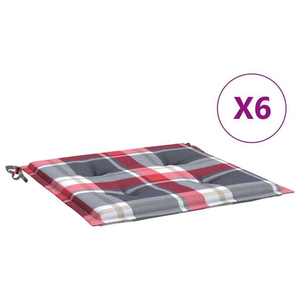 Lot de 6 Coussins de chaise de jardin carreaux rouges 50x50x3cm P143 - Image 1