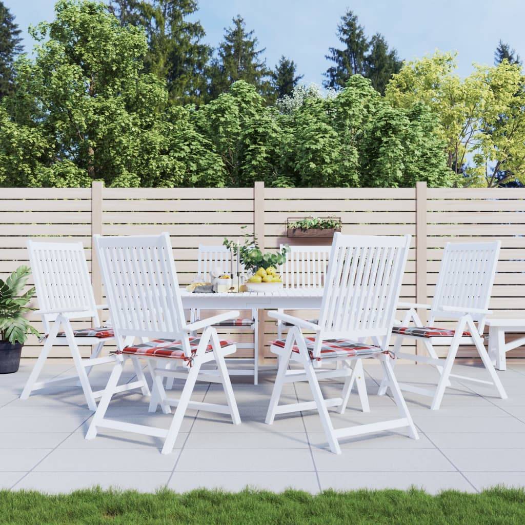 Lot de 6 Coussins de chaise de jardin carreaux rouges 50x50x3cm P143 - Image 2