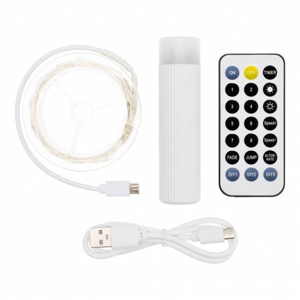 Lotti - Guirlande lumineuse à batterie rechargeable USB 10m fil métal argenté 100 MicroLED blanc froid 8 modes  IP44 Lotti - Imagen 2