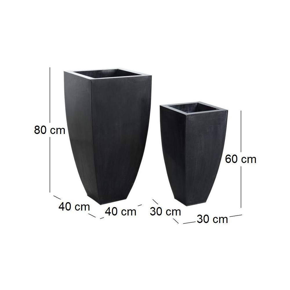 Aubry Gaspard - Cache-pots en zinc noir (lot de 2) - Imagen 3