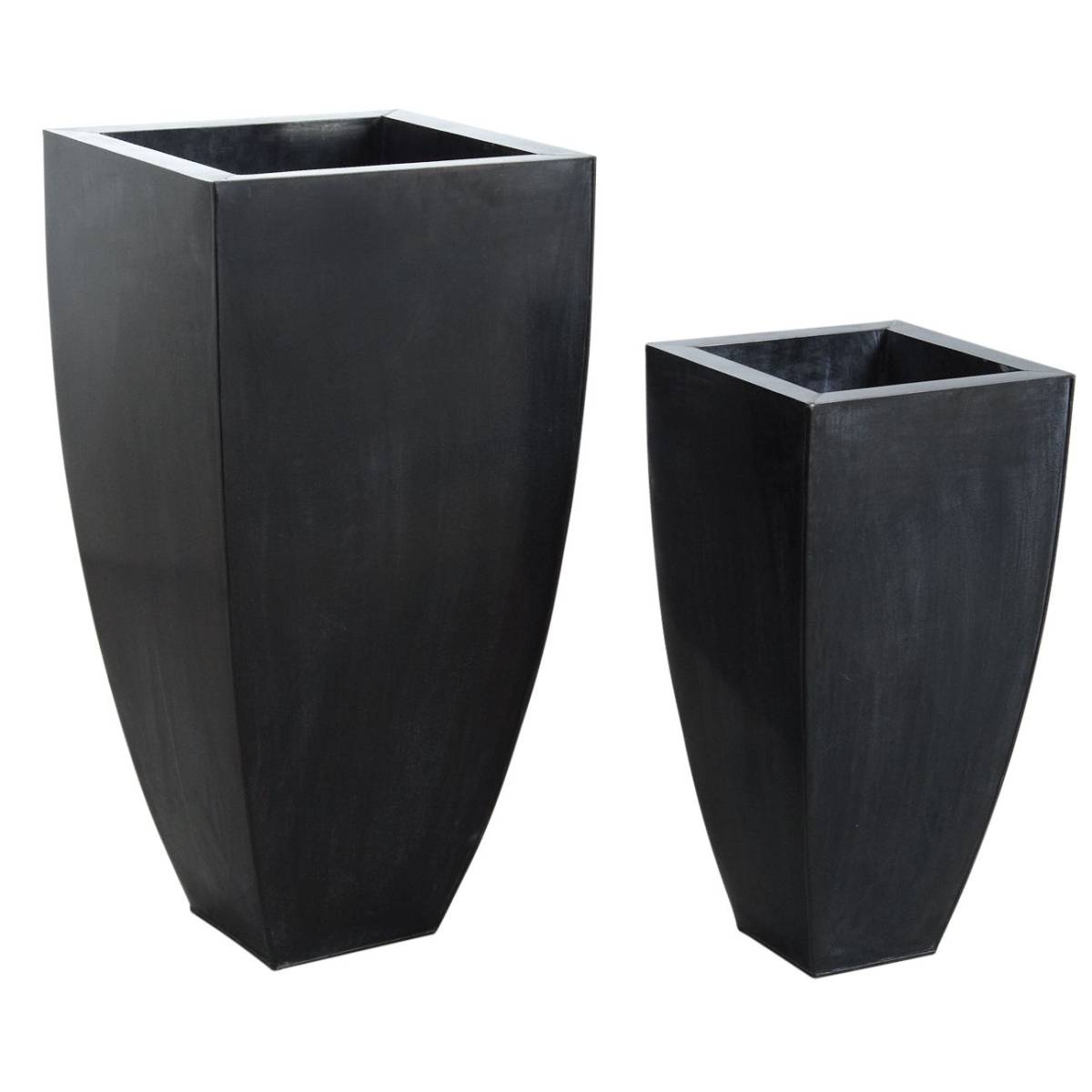 Aubry Gaspard - Cache-pots en zinc noir (lot de 2) - Imagen 1