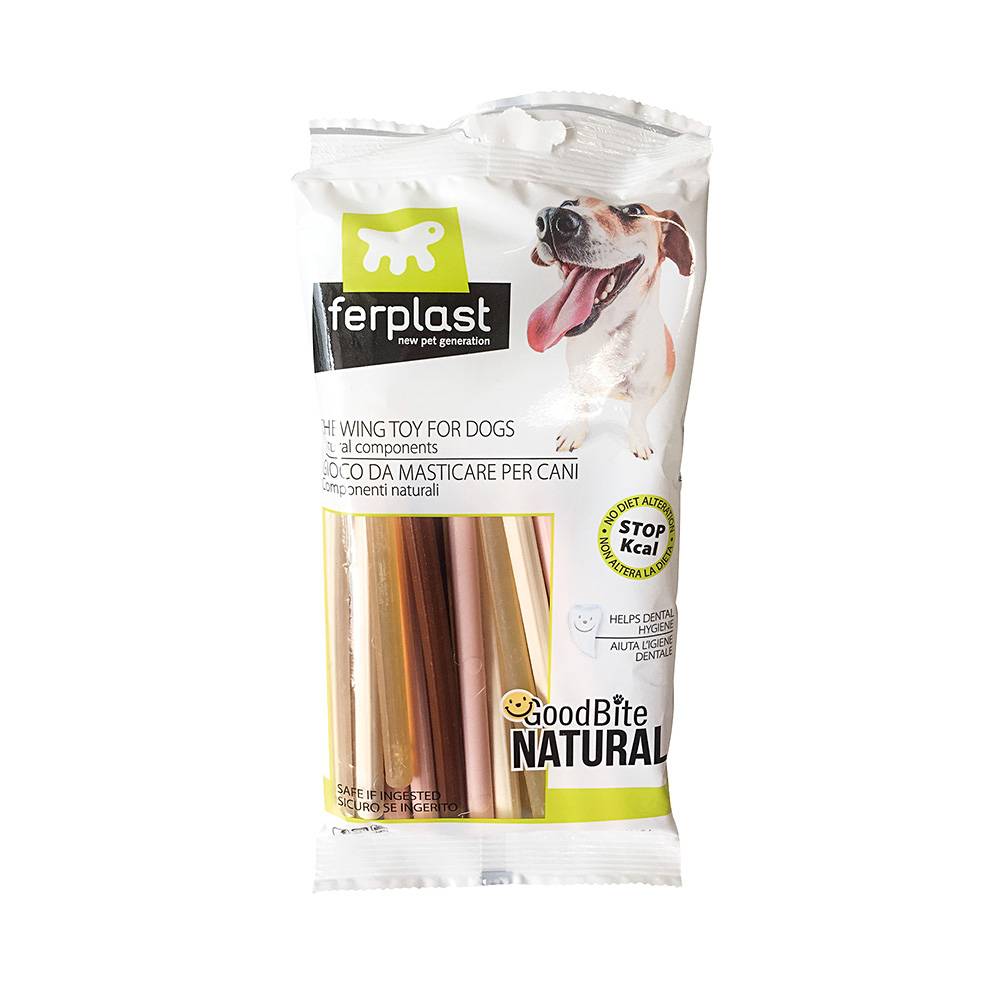Ferplast - GOODBITE NATURAL STICK Jouet baton pour l'hygiène dentaire, Saveurs mixtes, Chien moyen-petit (5-25 Kg), Naturel, 20 pièces de 9g