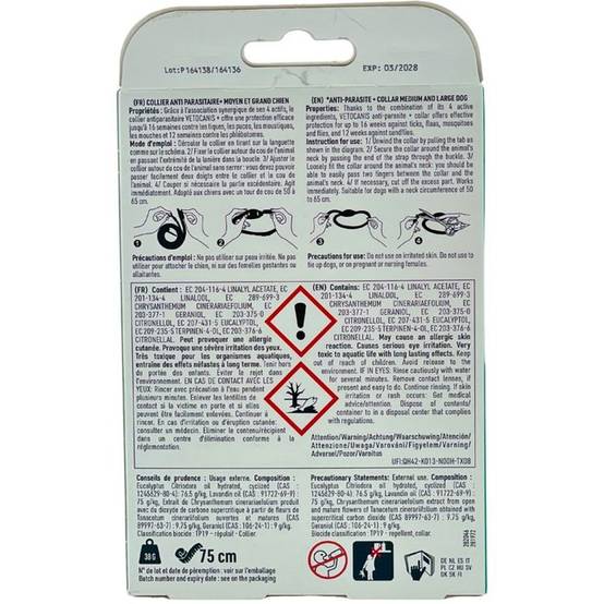 Collier anti-parasitaire VETOCANIS pour chien adulte 75 cm noir - anti-puces, tiques, moustiques, mouches - Image 4