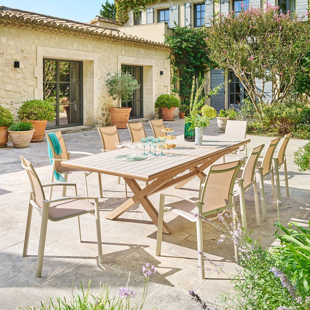 Hesperide - Table de jardin 10 places Axiome extensible argile - Hespéride - Image 1