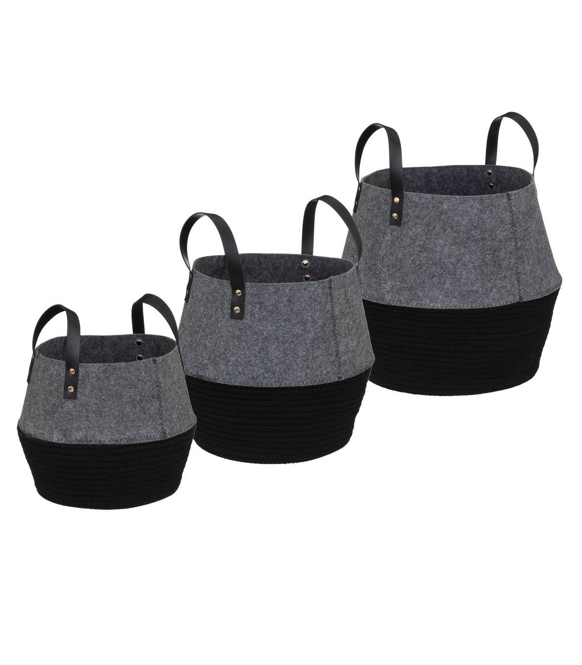Lot de 3 Paniers de rangement en feutrine et coton - Image 1