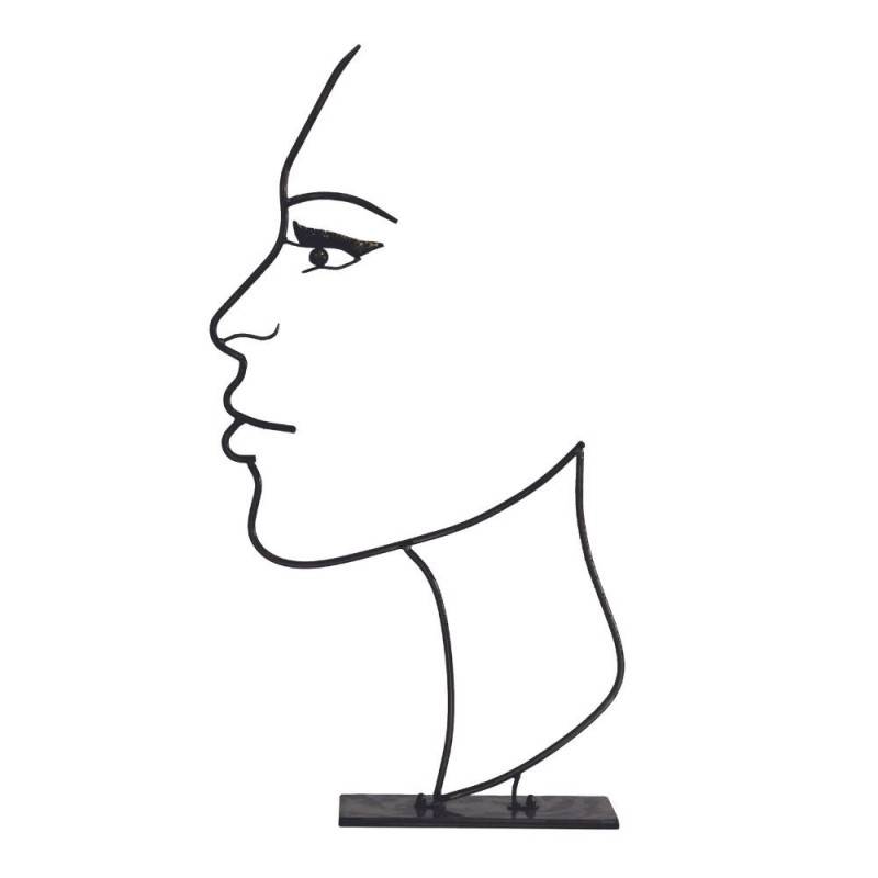 Déco jardin métal visage fil ombre noire - Noir 110 cm - Jardinex - Image 1