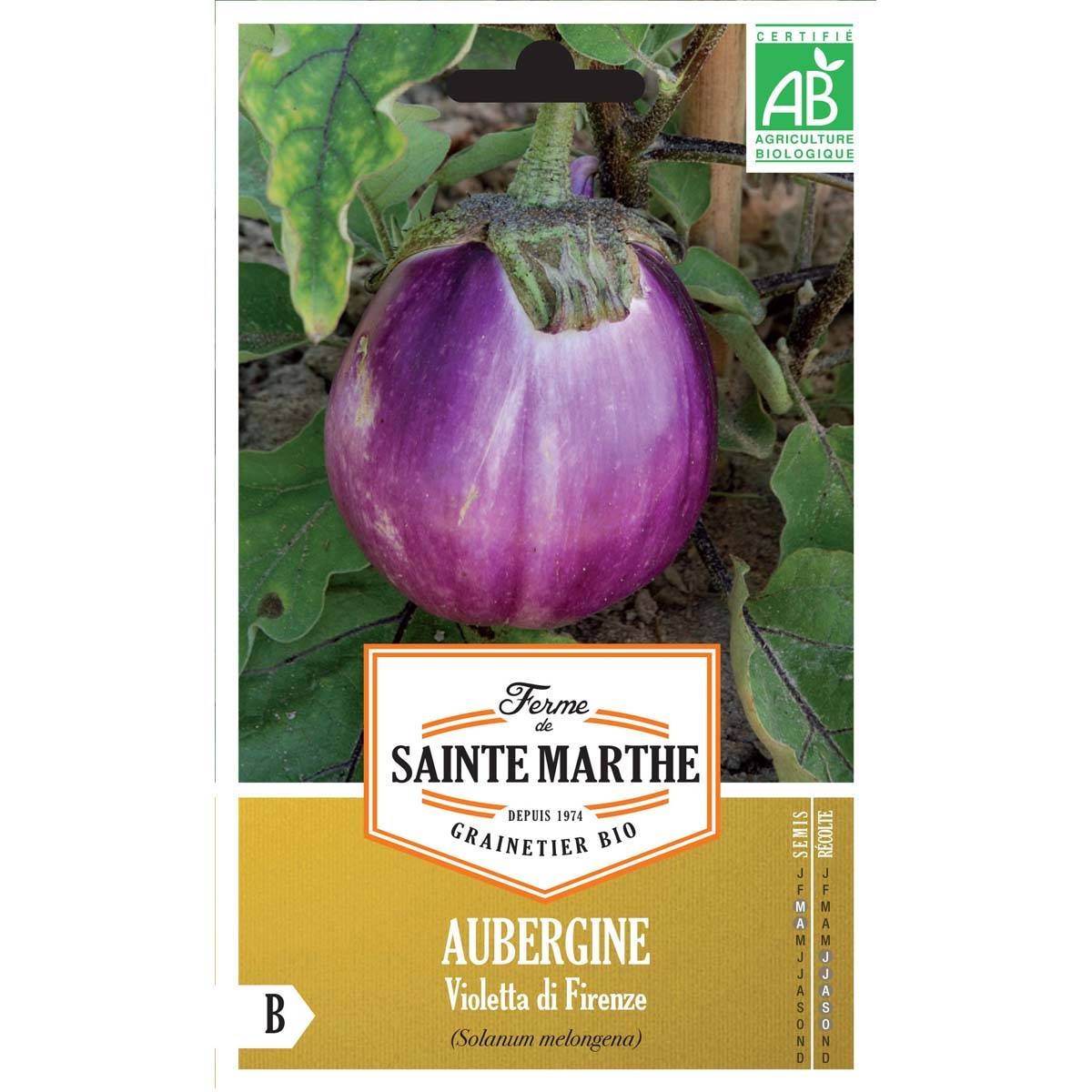 Promesse de Fleurs - Aubergine Violetta Di Firenze Bio - Ferme de Sainte Marthe le sachet de 50 graines environ (0.2g)