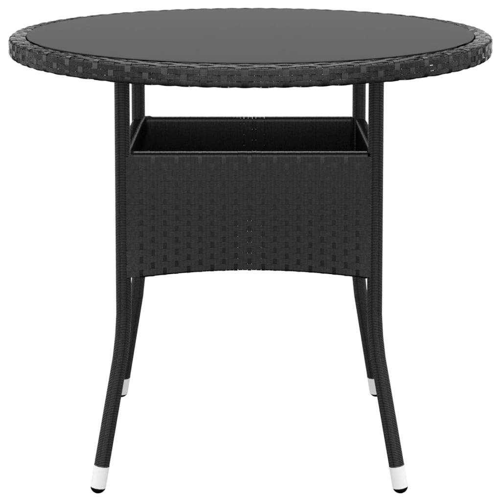 ComfortXL - Table de Jardin Ronde Noire Ø80 cm en Résine Tressée et Verre Trempé pour 4 Personnes – ComfortXL Outdoor Living - Image 2