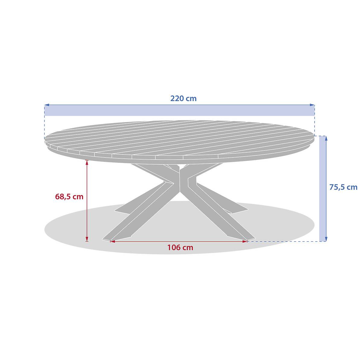 Hesperide - Table de jardin ronde "Oraclion" noir & graphite 12 places en aluminium Hespéride - Image 6