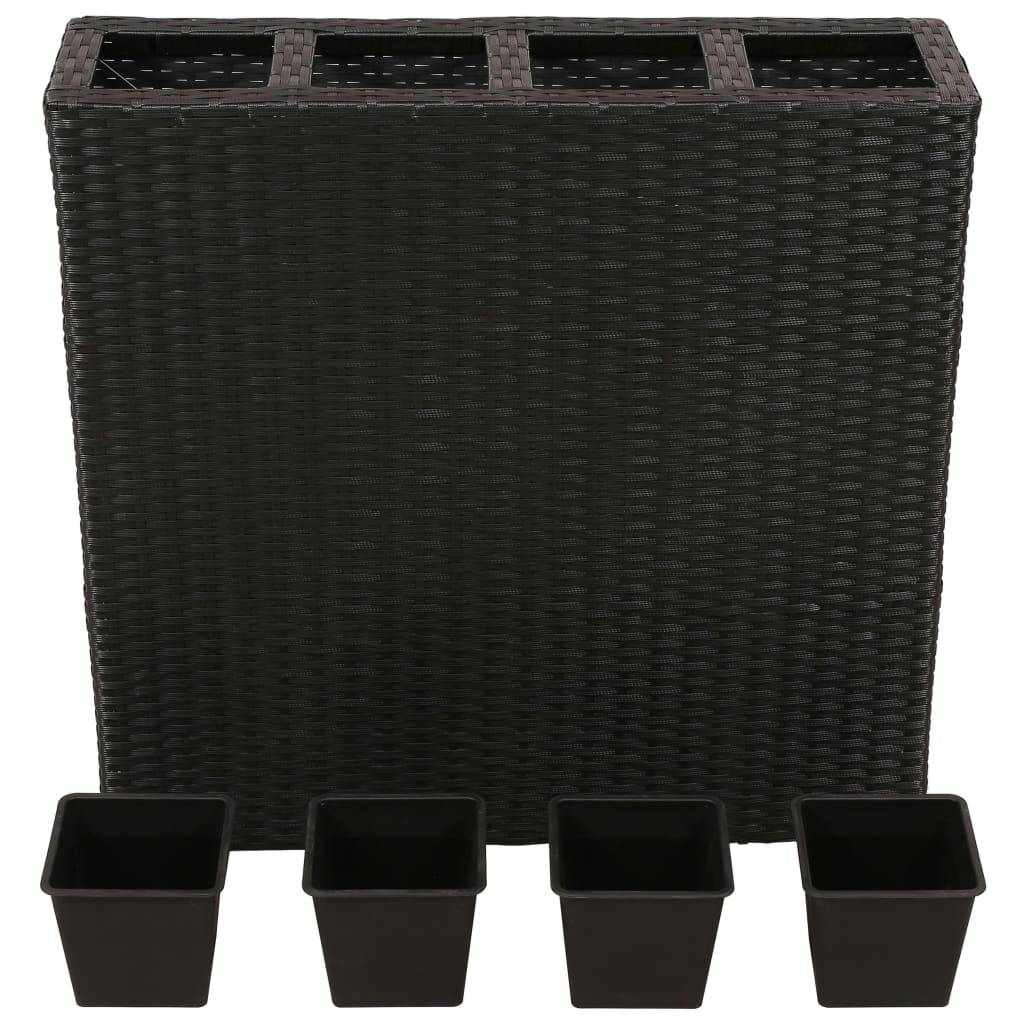 Helloshop26 - Jardinière lit surélevé plantes fleurs jardin avec 4 pots 2 pcs résine tressée noir - Imagen 4