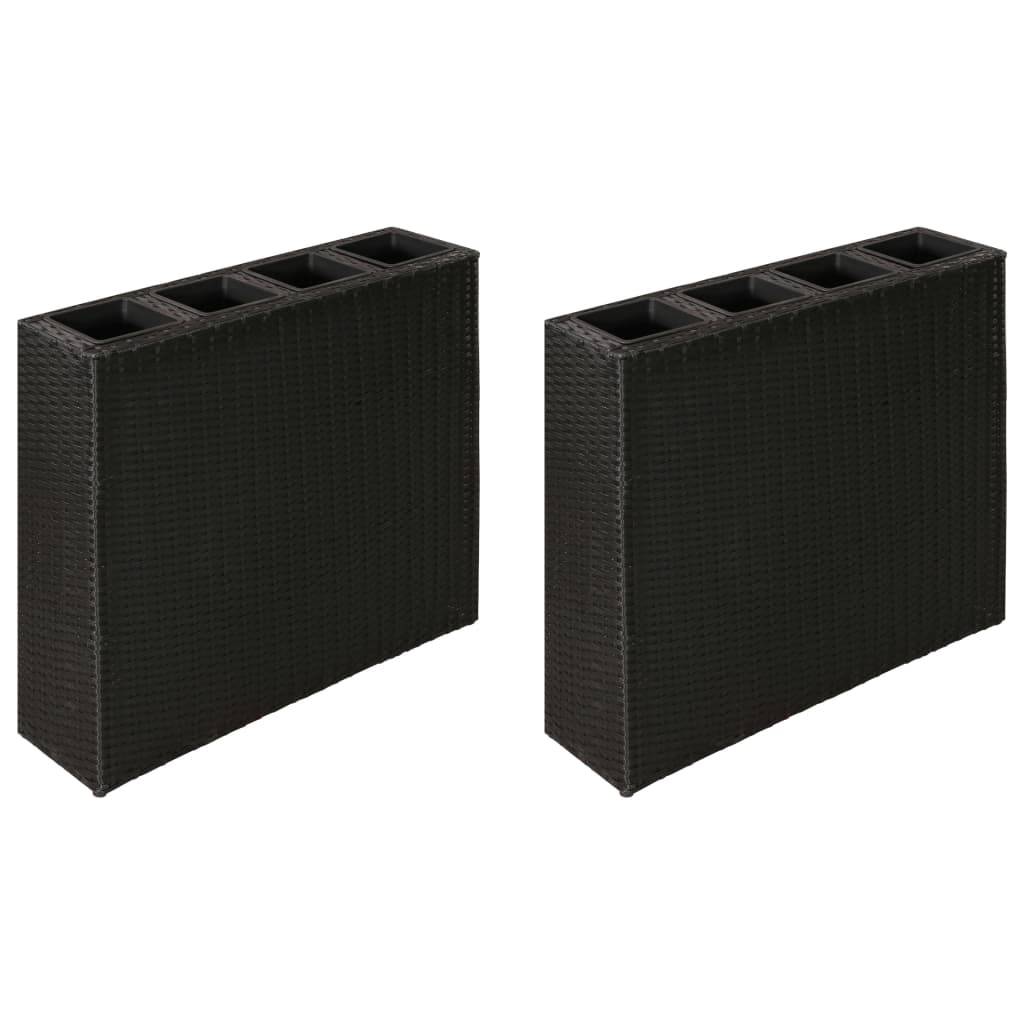Helloshop26 - Jardinière lit surélevé plantes fleurs jardin avec 4 pots 2 pcs résine tressée noir - Imagen 1