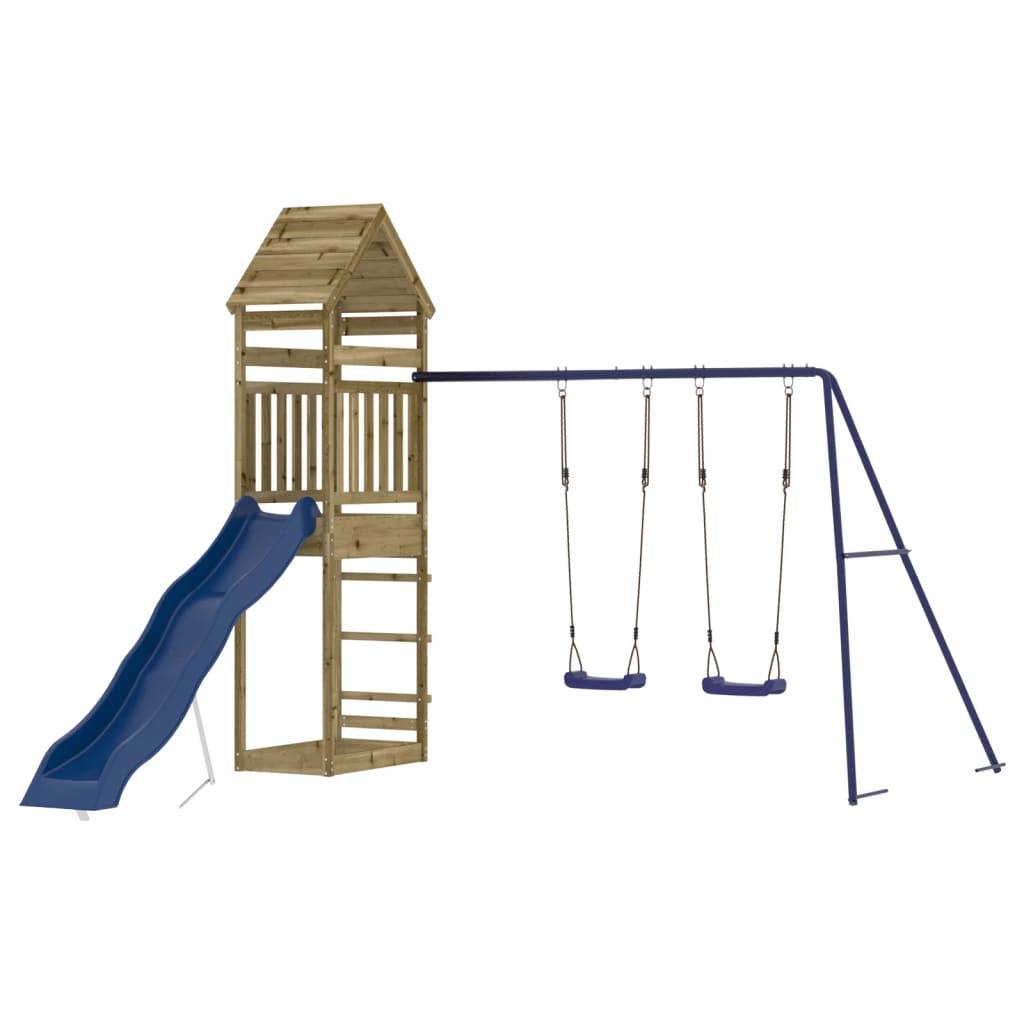 Helloshop26 - Aire de jeux d'extérieur balançoires toboggan portiques robuste jeux jardin 315 x 373 x 264 cm bois de pin imprégné - Imagen 2
