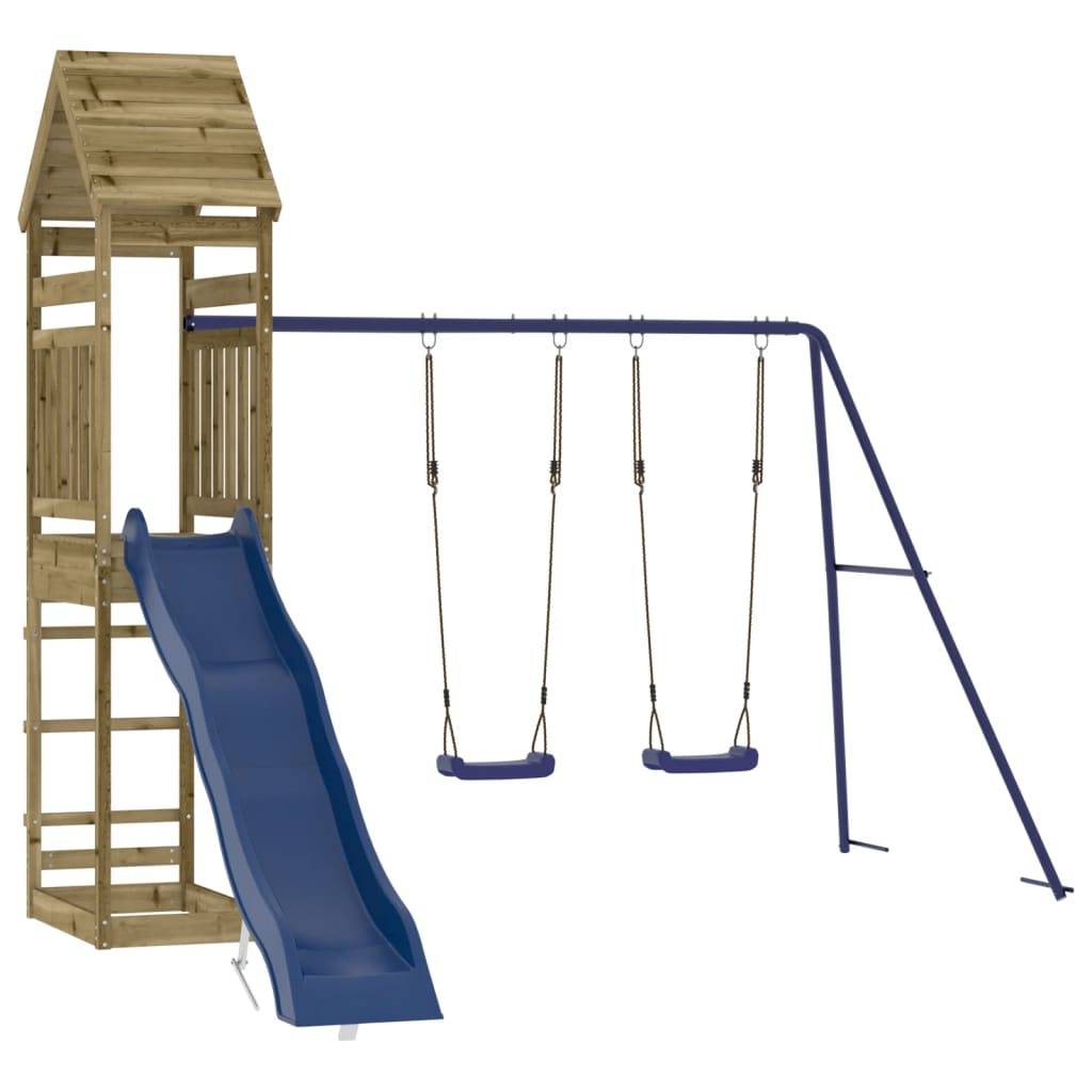 Helloshop26 - Aire de jeux d'extérieur balançoires toboggan portiques robuste jeux jardin 315 x 373 x 264 cm bois de pin imprégné - Imagen 1