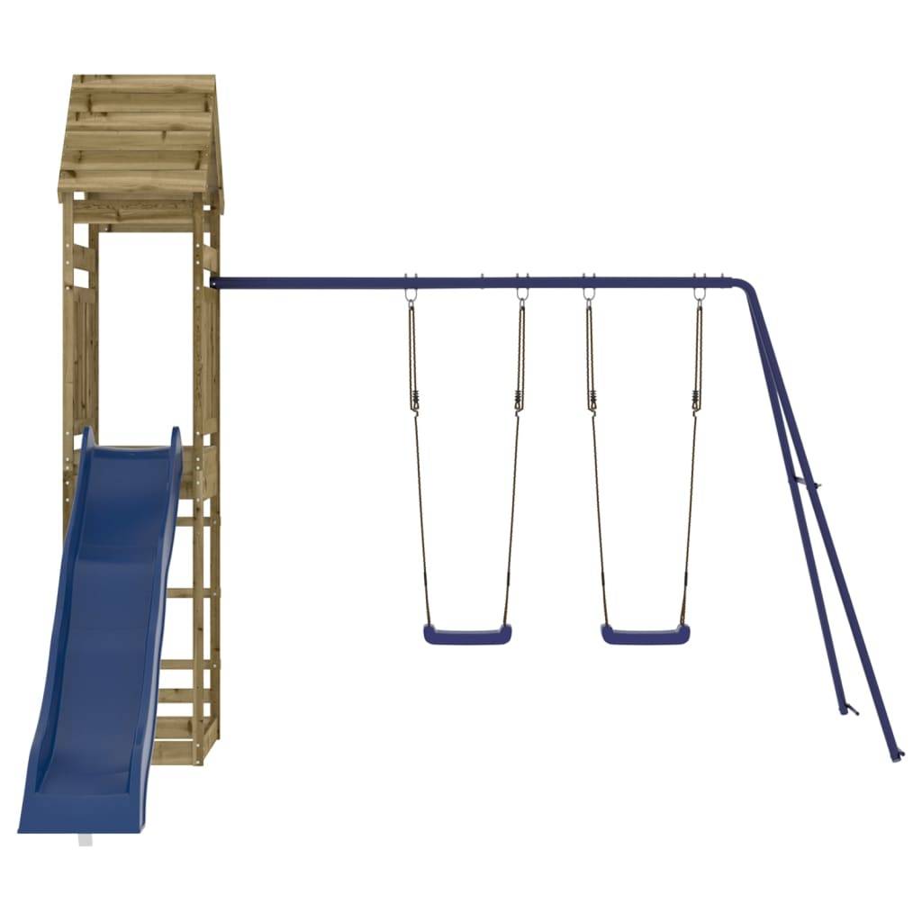 Helloshop26 - Aire de jeux d'extérieur balançoires toboggan portiques robuste jeux jardin 315 x 373 x 264 cm bois de pin imprégné - Imagen 4
