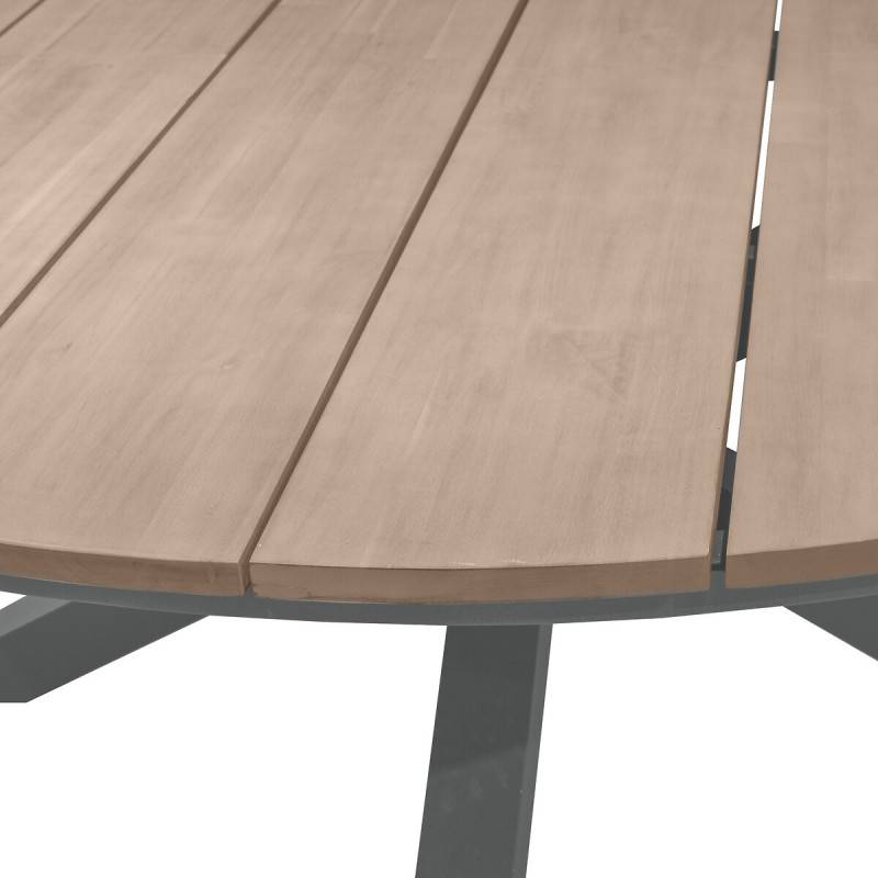 Hesperide - Table de jardin ronde "Oriengo" acacia  & graphite 8 places en aluminium traité époxy Hespéride - Image 5