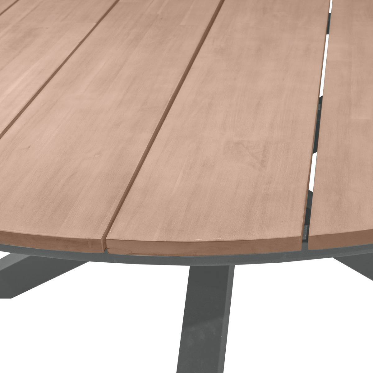 Hesperide - Table de jardin ronde "Oriengo" acacia  & graphite 8 places en aluminium traité époxy - Hespéride - Imagen 3