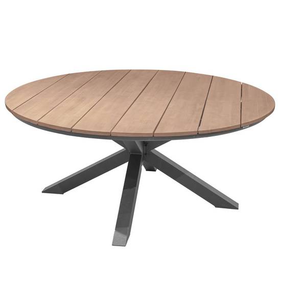 Hesperide - Table de jardin ronde "Oriengo" acacia & graphite 8 places en aluminium traité époxy Hespéride - Image 2