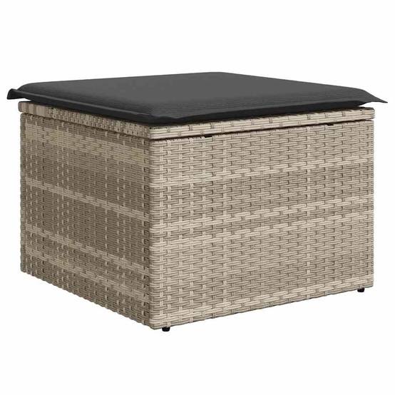 Salon de jardin bas 5 places en résine tressée modulable avec pouf et table Gris clair – ComfortXL Outdoor Living - Image 7