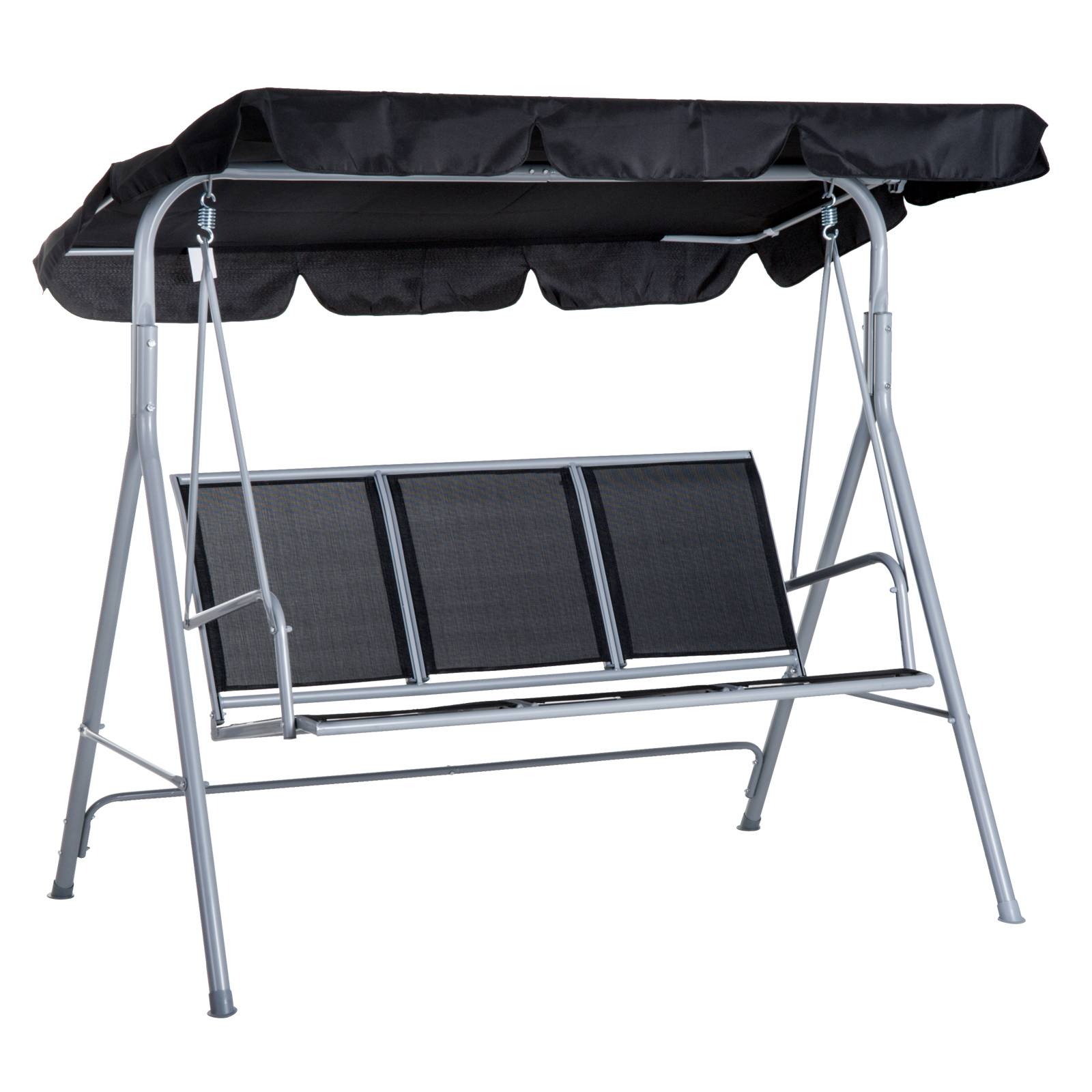 Outsunny - Balancelle de jardin 3 places grand confort toit imperméabilisé inclinaison réglable assise et dossier ergonomique acier textilène noir - Outsunny - Imagen 1