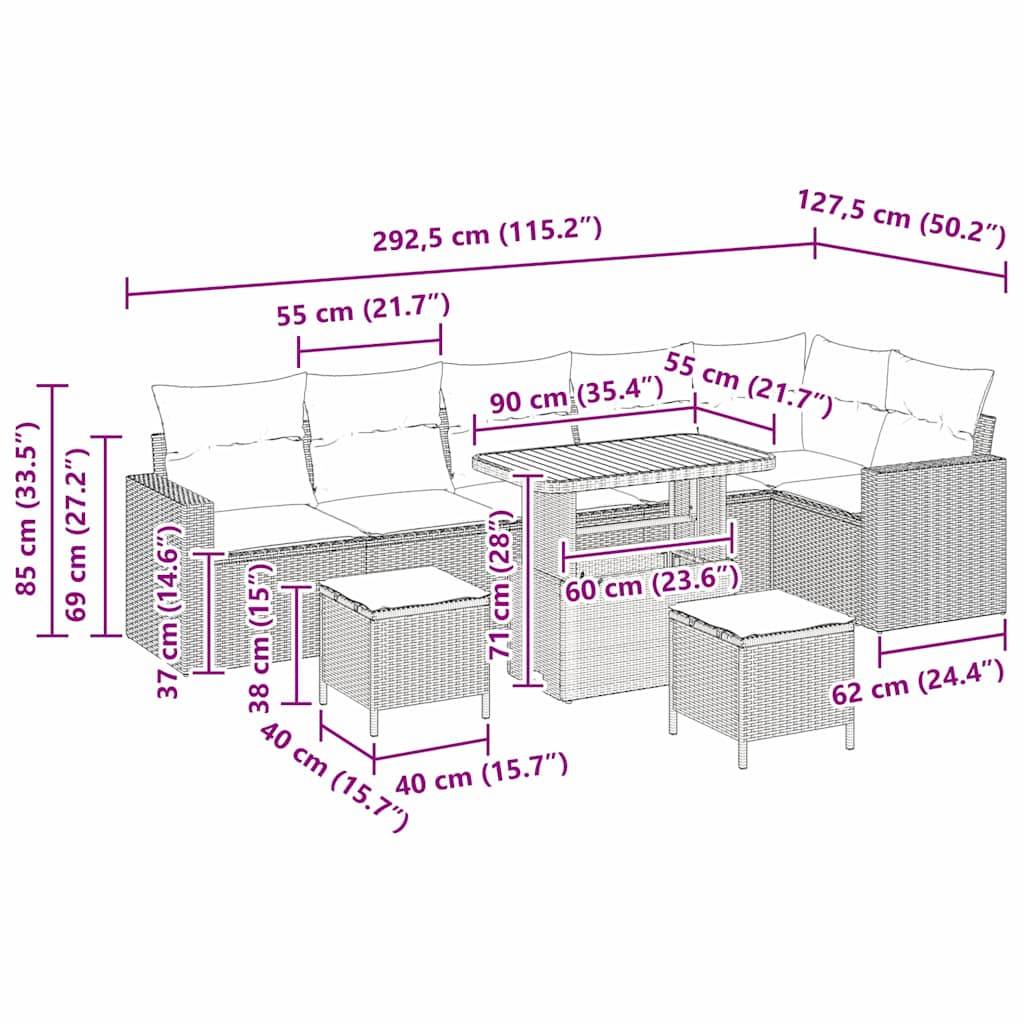 Salon de jardin 8 places Poly rotin et Bois d'acacia Modulable pour Jardin Gris – ComfortXL Outdoor Living - Image 8