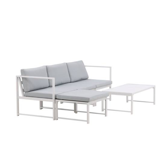 Salon de Jardin Modulable "Salvador" 200cm Blanc & Gris - Image 2