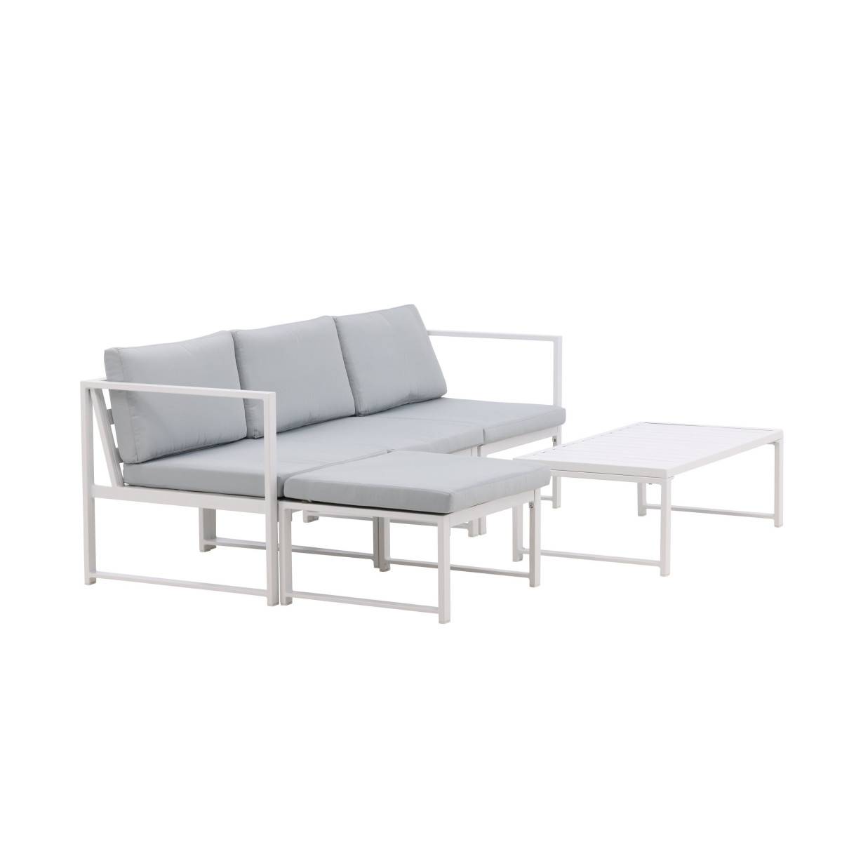 Salon de Jardin Modulable "Salvador" 200cm Blanc & Gris - Image 2