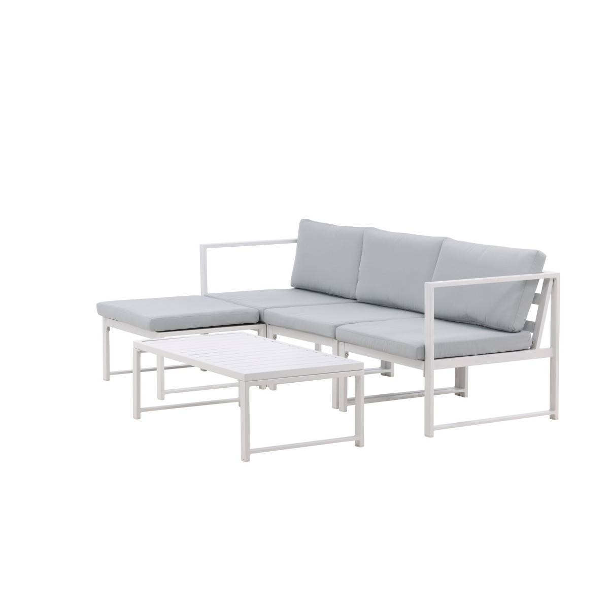 Salon de Jardin Modulable "Salvador" 200cm Blanc & Gris - Image 5