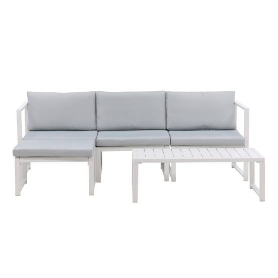 Salon de Jardin Modulable "Salvador" 200cm Blanc & Gris - Image 1