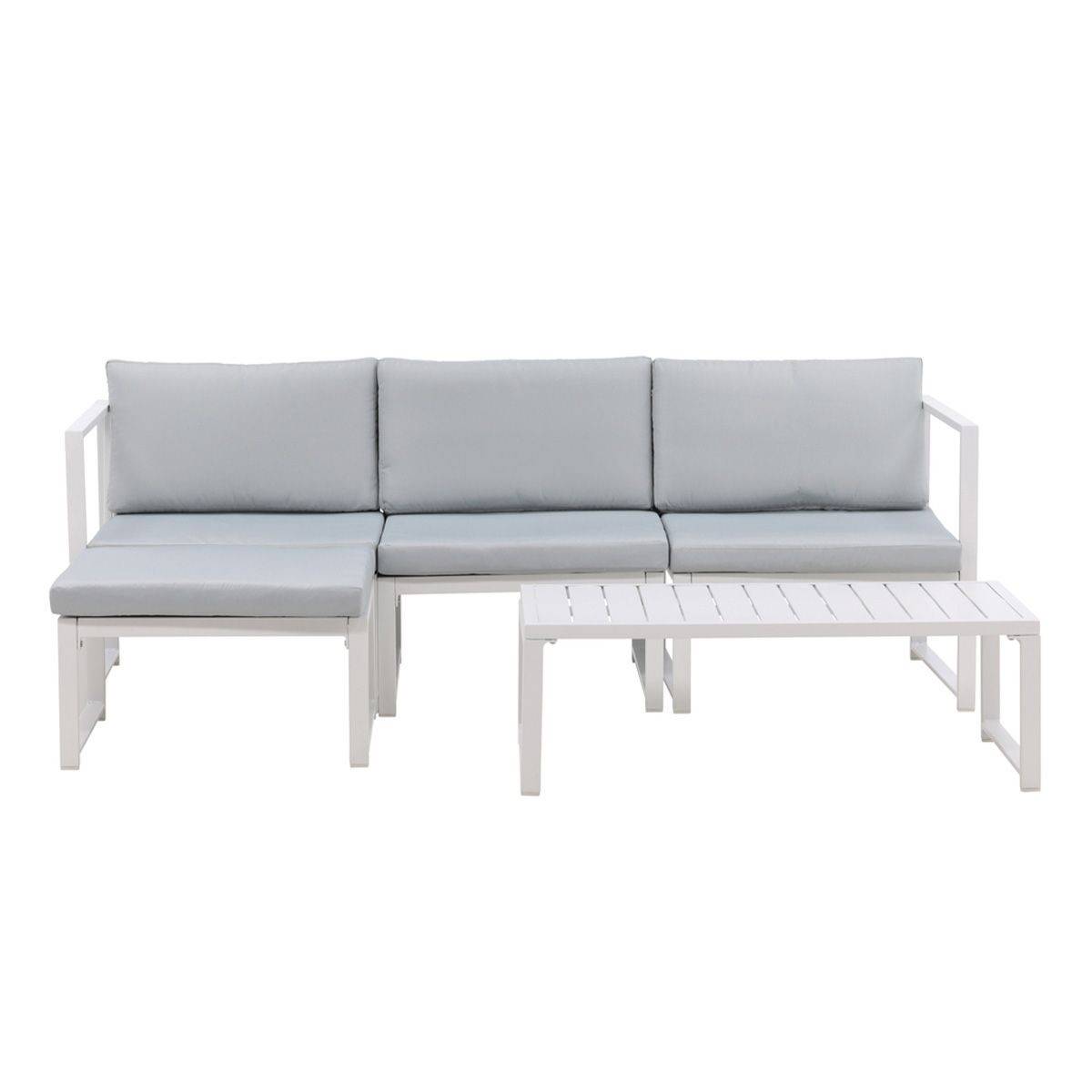 Salon de Jardin Modulable "Salvador" 200cm Blanc & Gris - Image 1