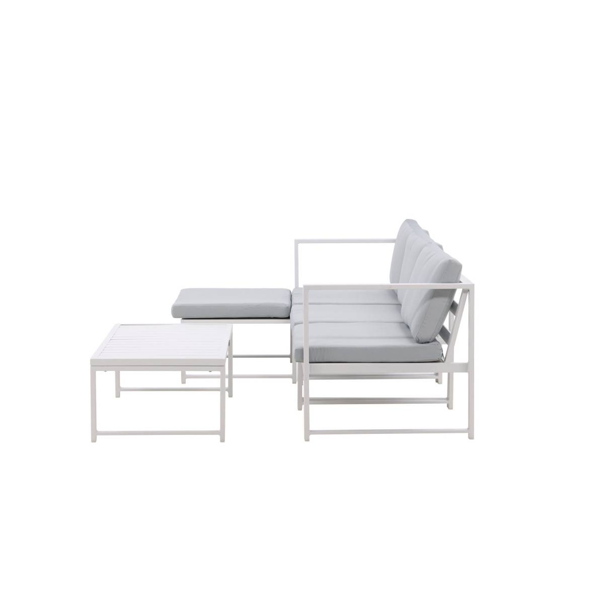 Salon de Jardin Modulable "Salvador" 200cm Blanc & Gris - Image 7