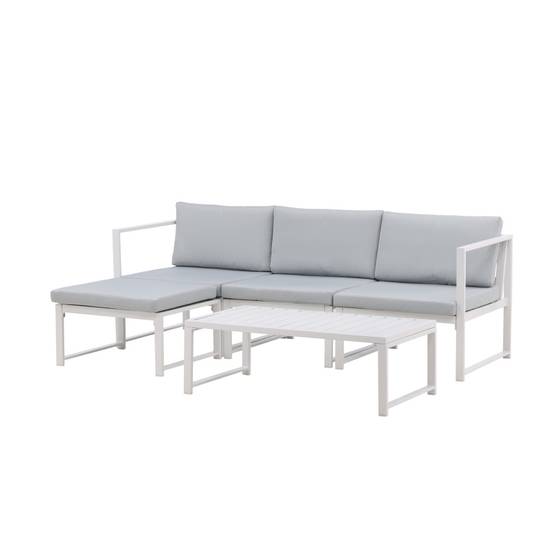 Salon de Jardin Modulable "Salvador" 200cm Blanc & Gris - Image 4