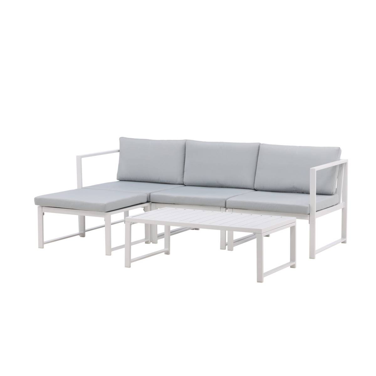 Salon de Jardin Modulable "Salvador" 200cm Blanc & Gris - Image 4