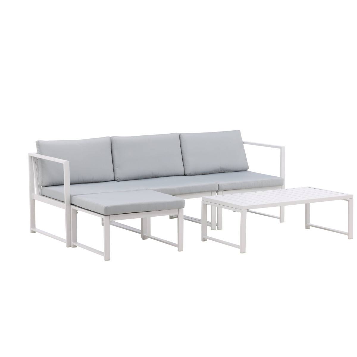 Salon de Jardin Modulable "Salvador" 200cm Blanc & Gris - Image 3